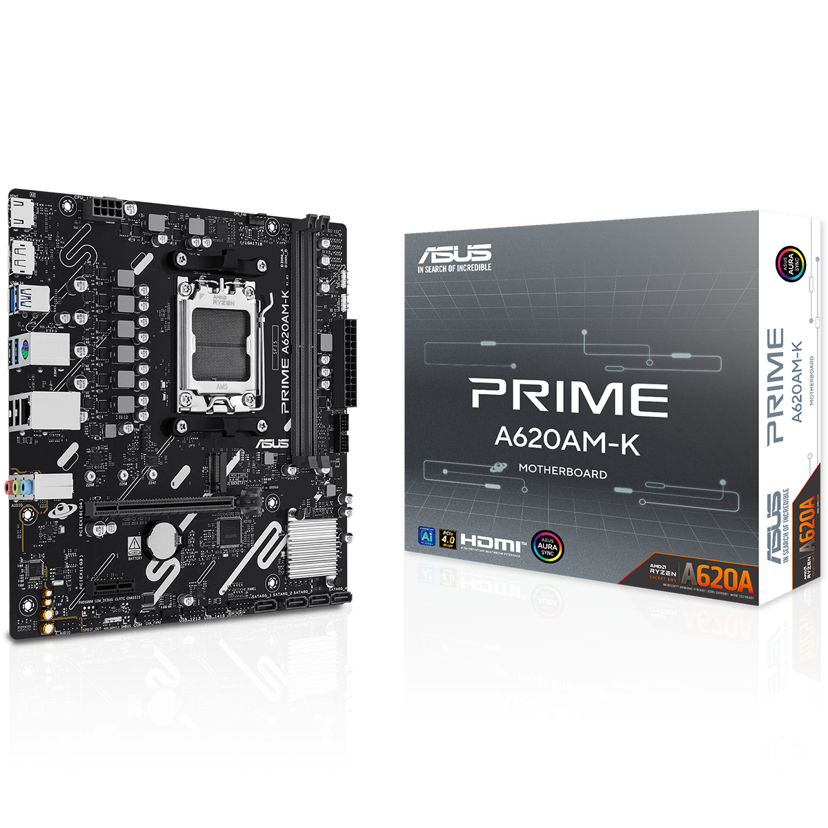 Материнская плата ASUS PRIME A620AM-K, AM5, A620A, 2*DDR5, 4*SATA, 1*M.2, 4*USB 3.2, 2*USB 2.0, 1*PC