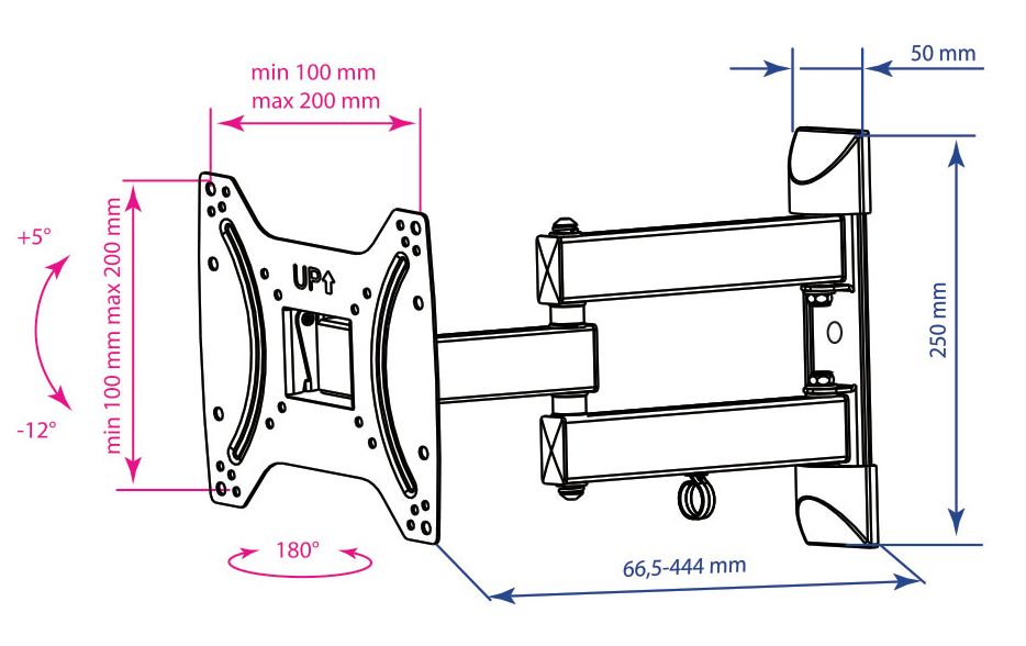 Кронштейн для телевизора Kromax DIX-22 черный 15"-48" макс.35кг настенный поворотно-выдвижной и накл