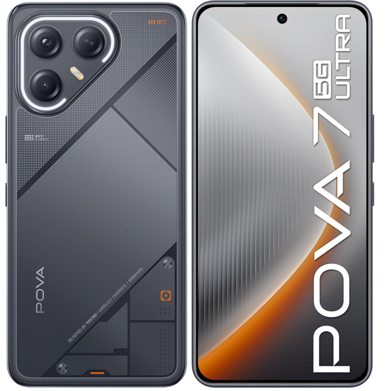 Смартфон Tecno Pova 7 Ultra 5G 256Gb 8Gb черный моноблок 3G 4G 2Sim 6.67" 1260x2800 Android 15 108Mp