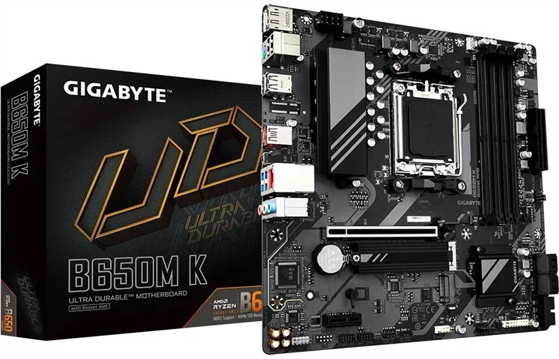 Материнская плата Gigabyte B650M K Socket AM5 AMD B650 4xDDR5 mATX AC`97 8ch(7.1) 2.5Gg RAID+HDMI