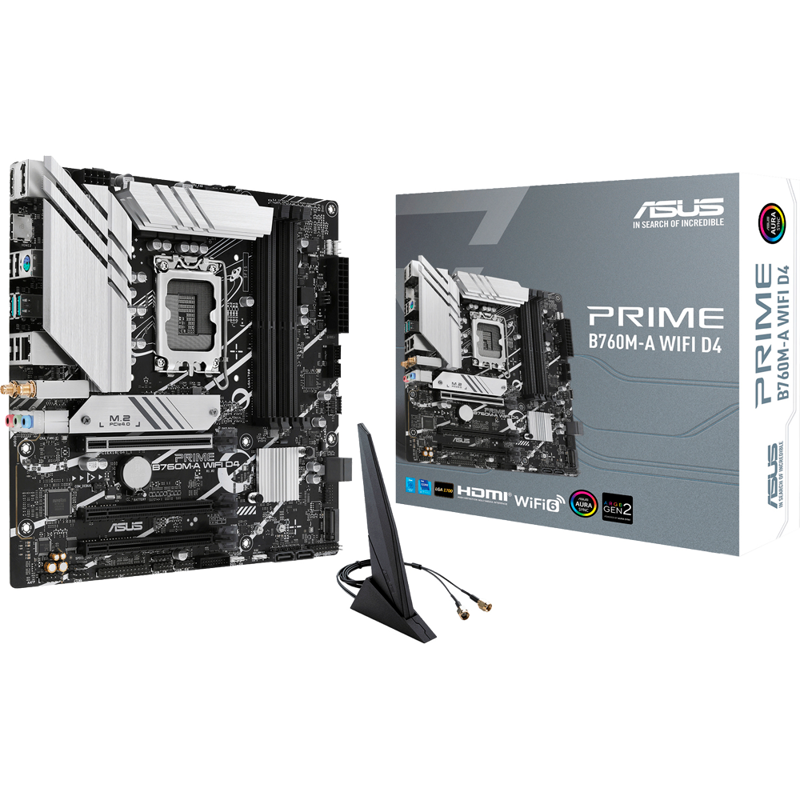 Материнская плата Asus PRIME B760M-A WIFI D4 Soc-1700 Intel B760 4xDDR4 mATX AC`97 8ch(7.1) GbLAN RA