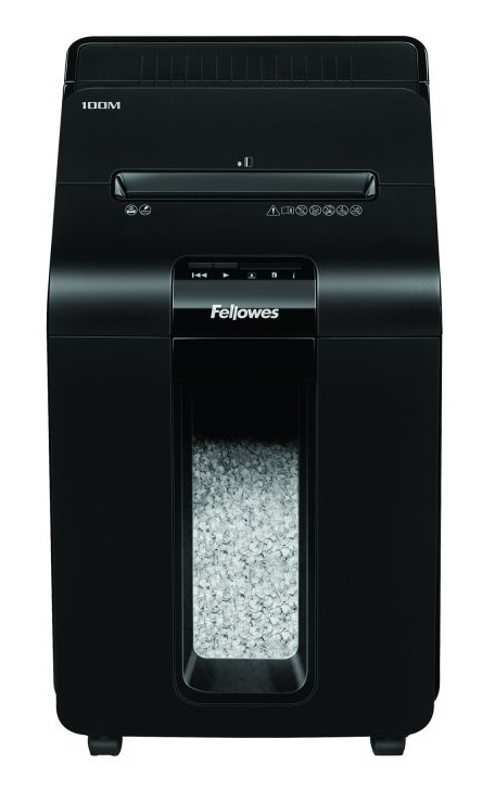 Шредер Fellowes AutoMax 100M с автоподачей (секр.P-4) фрагменты 100лист. 23лтр. скрепки скобы пл.кар