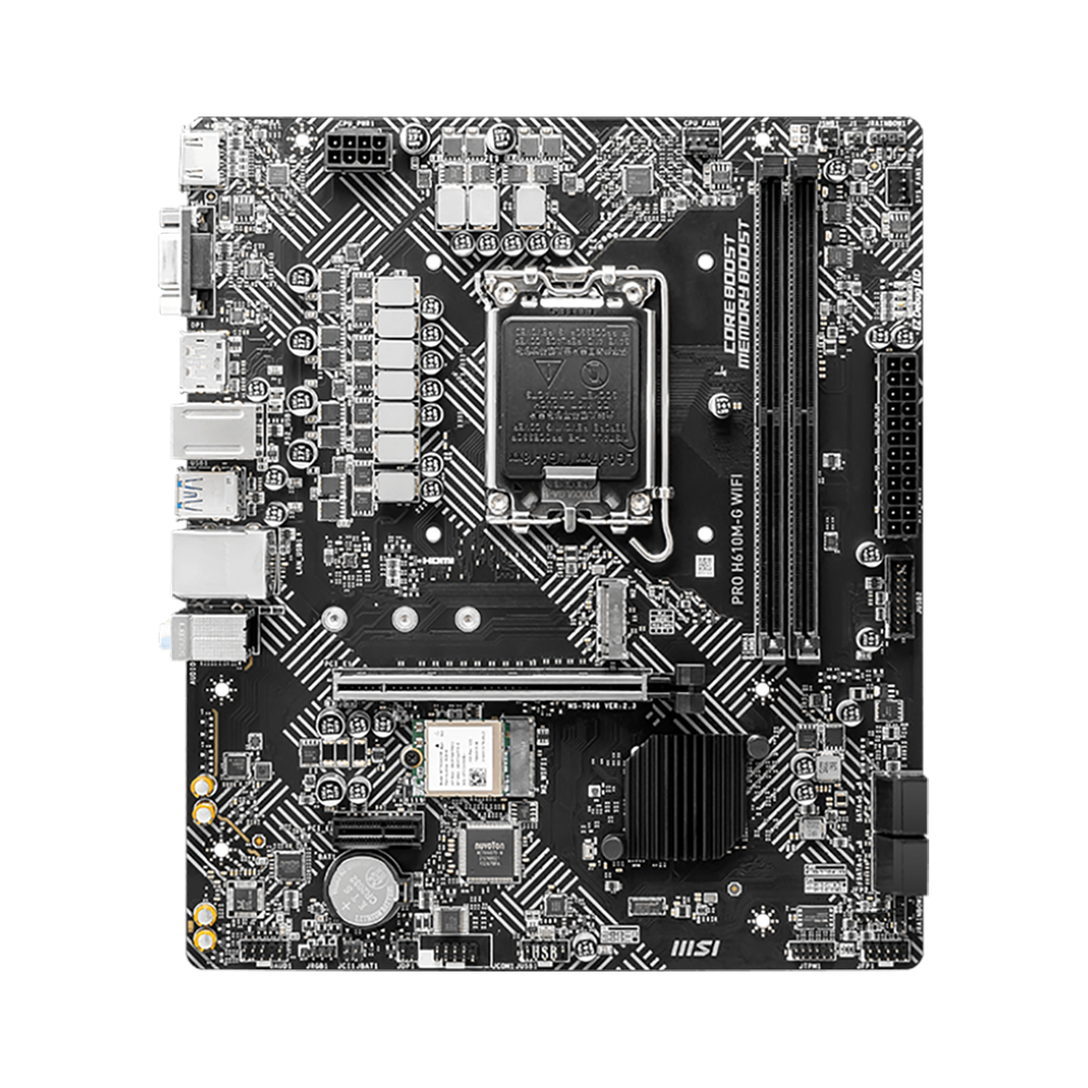 Материнская плата MSI PRO H610M-G WIFI H610, LGA1700, 2*DDR5, 1*PCIEx16, 1*PCIEx1, 1*M.2, 4*USB3.2Ge