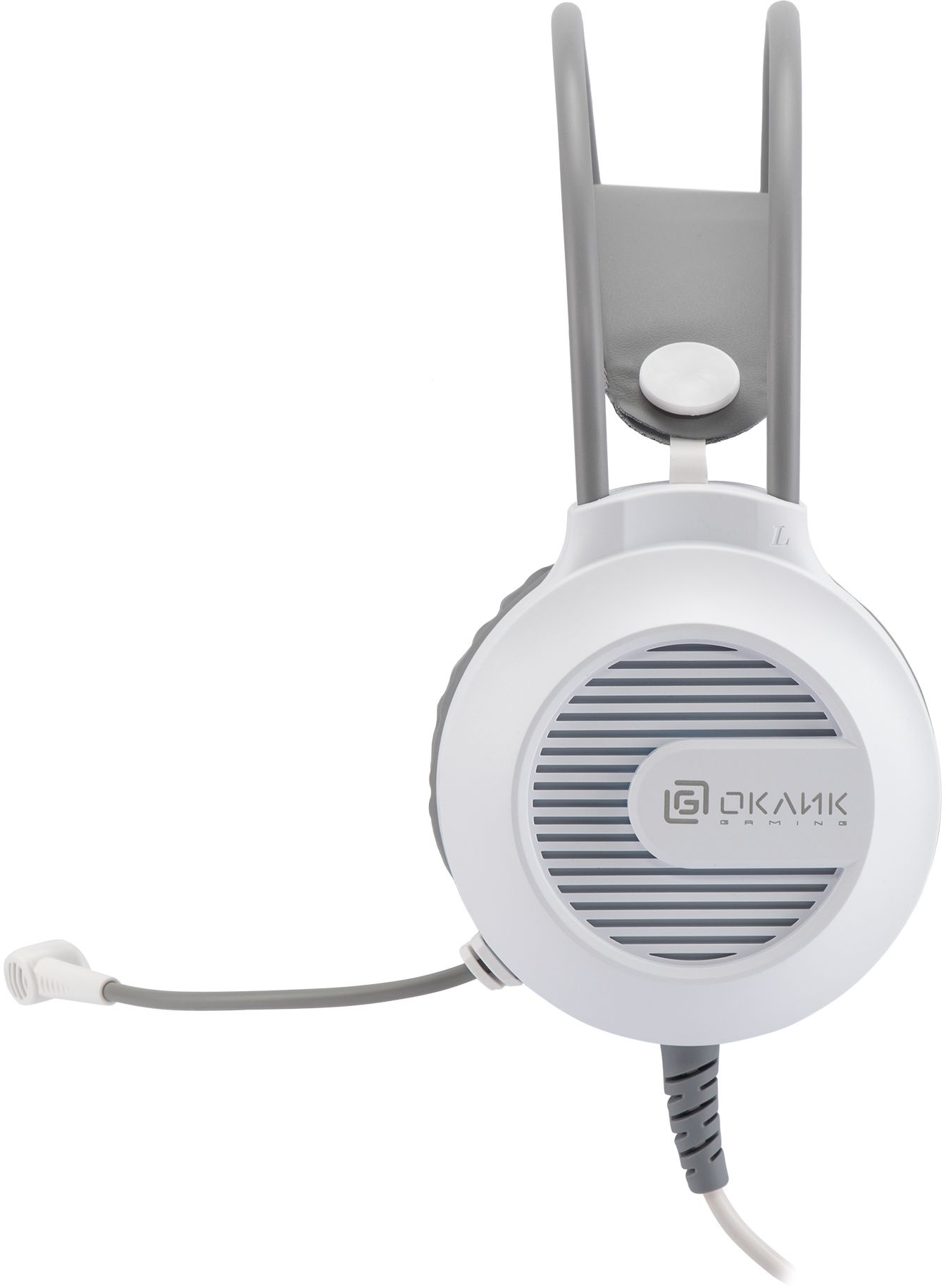 Наушники с микрофоном Оклик HS-L300G белый 2.2м мониторные оголовье (1796952)