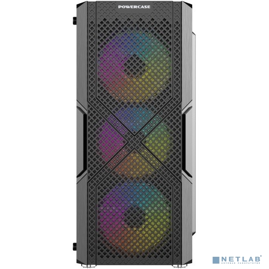 Корпус Powercase Mistral T4B, Tempered Glass, 4x 120mm 5-color fan, чёрный, ATX (CMITB-L4) (CMITB-L4