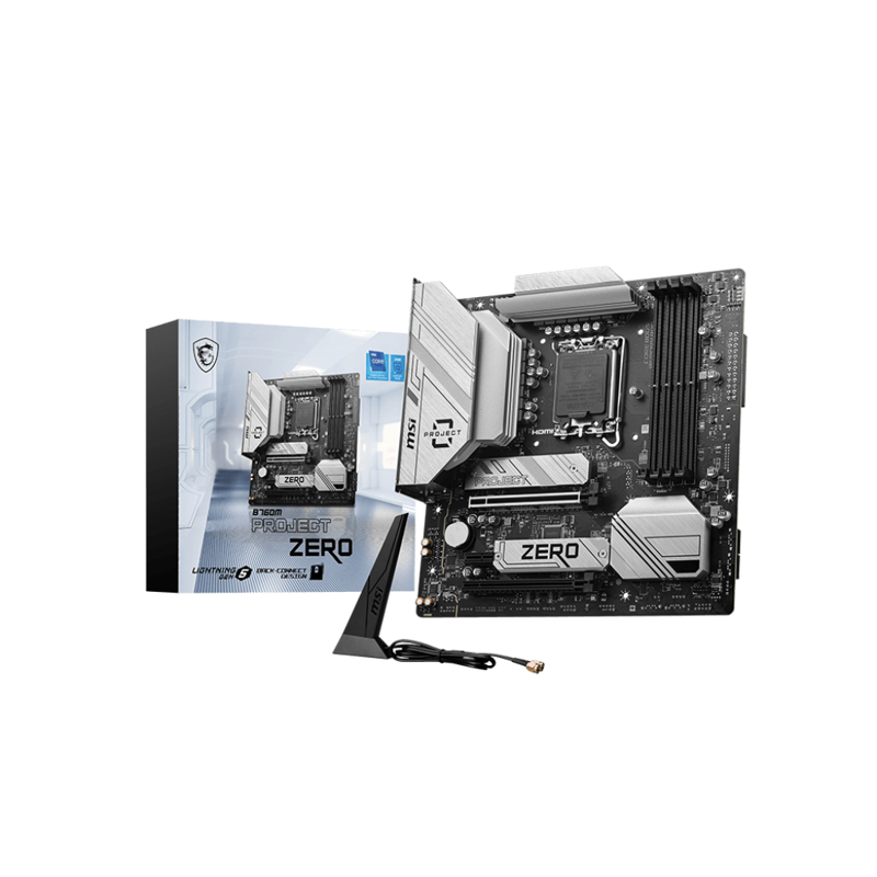 Материнская плата MSI B760M PROJECT ZERO B760, LGA1700, 4*DDR5, 2*PCIEx16, 1*PCIEx1, 2*M.2, 2*TypeC,