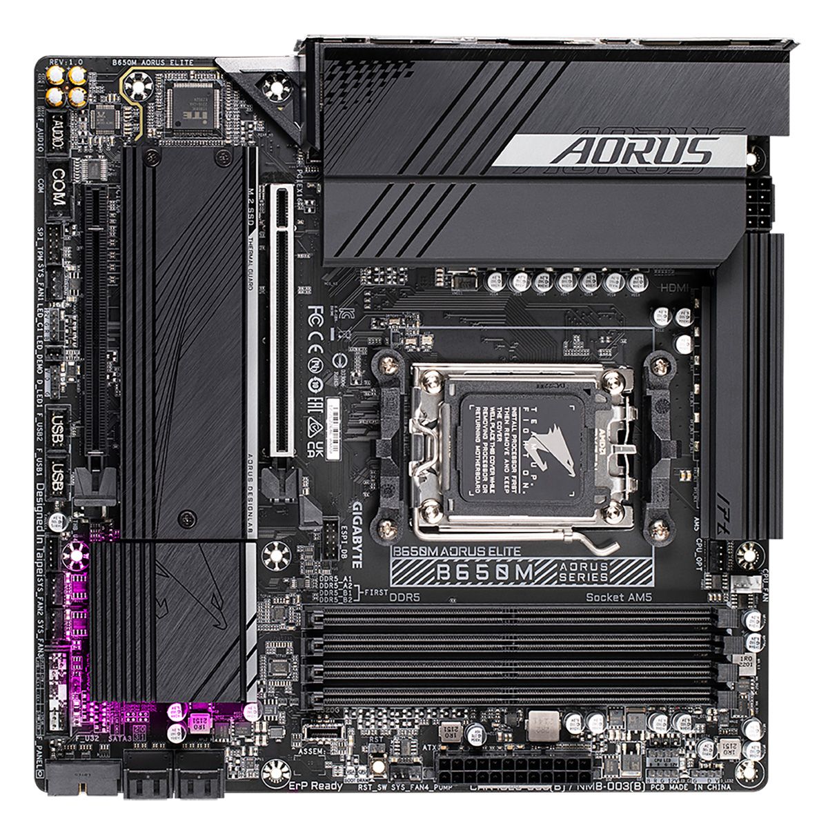 Материнская плата Gigabyte B650M AORUS ELITE Socket AM5 AMD B650 mATX AC`97 8ch(7.1) 2.5Gg RAID+HDMI