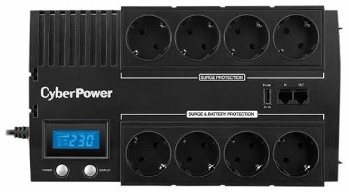 ИБП CyberPower BR700ELCD Line-interactive 700VA/420W (Euro x8, RJ11/RJ45, USB-A x1, USB-порт, 288x11