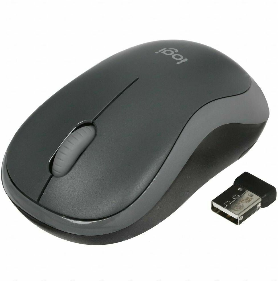 Мышь Logitech M186 черный/серый оптическая 1000dpi беспров. USB для ноутбука 2but (910-004131)