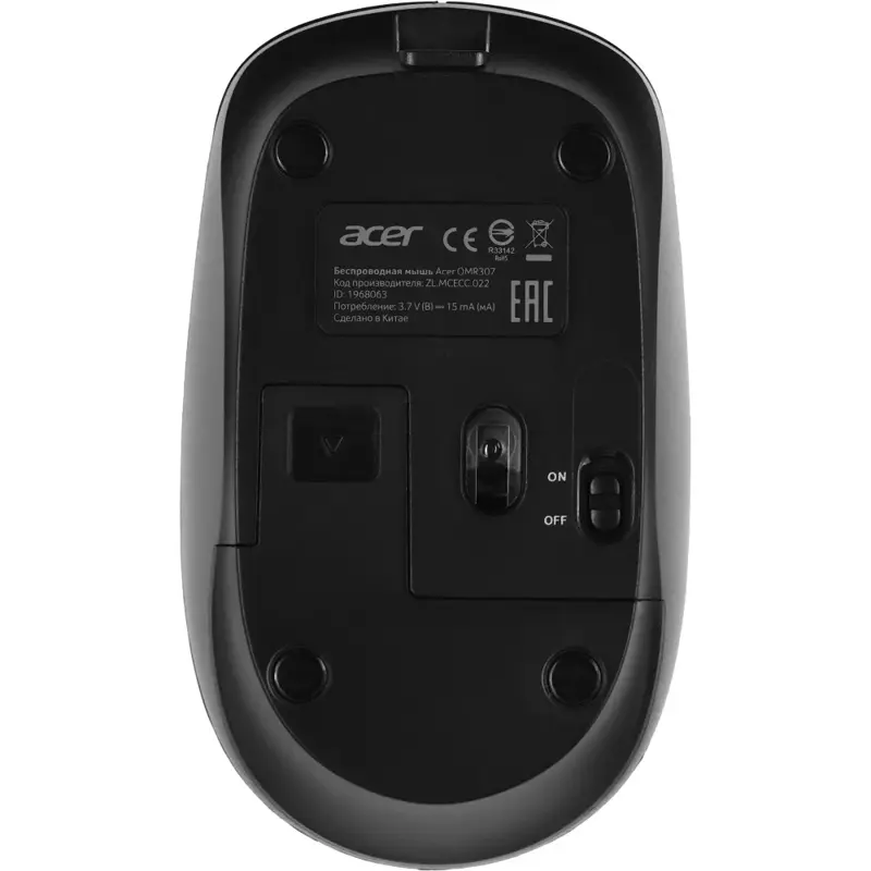 Мышь Acer OMR307 черный оптическая 1600dpi беспров. USB 4but (ZL.MCECC.022)