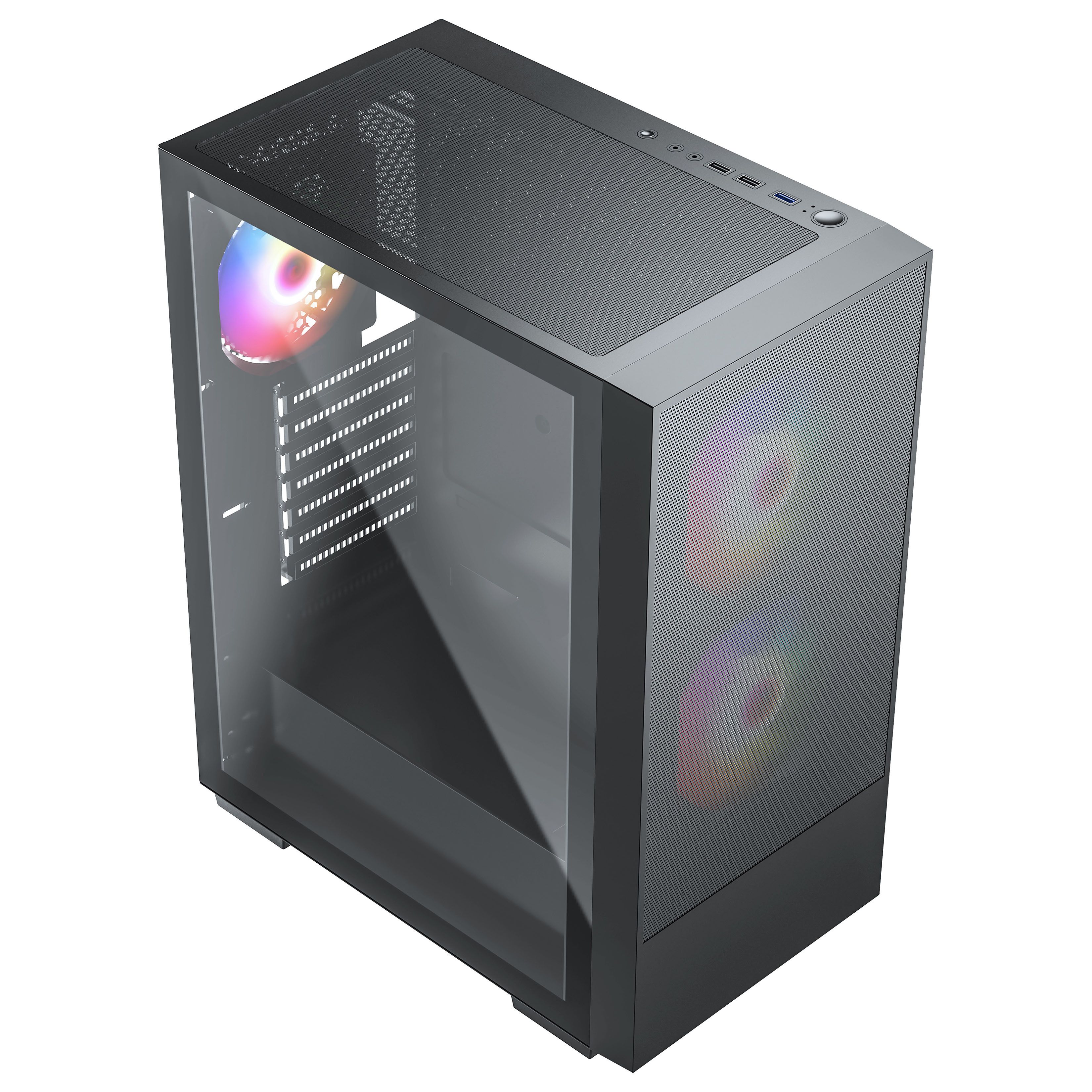 Корпус ACD Citadel 106 ATX, Black, USB3.0*1, USB*2+HD audio ,1*12cm  ARGB rear+2*14cm ARGB front ,TG