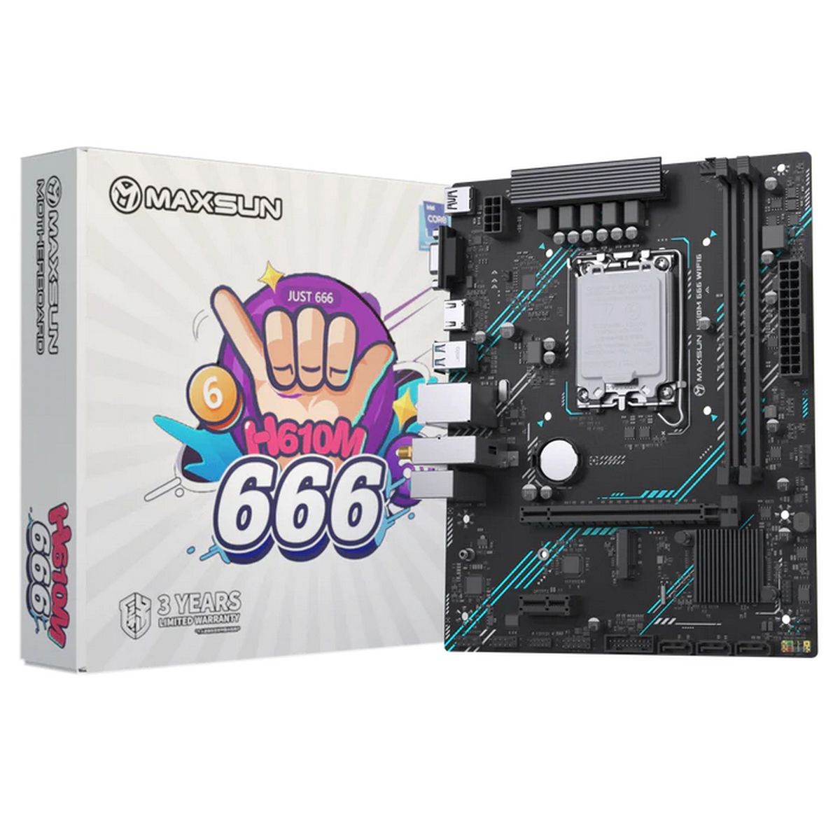 Материнская плата Maxsun MS-H610M 666 WIFI6 H610, LGA1700, 2*DDR4, 1*PCIEx16, 1*PCIEx1, 1*M.2, 4*USB
