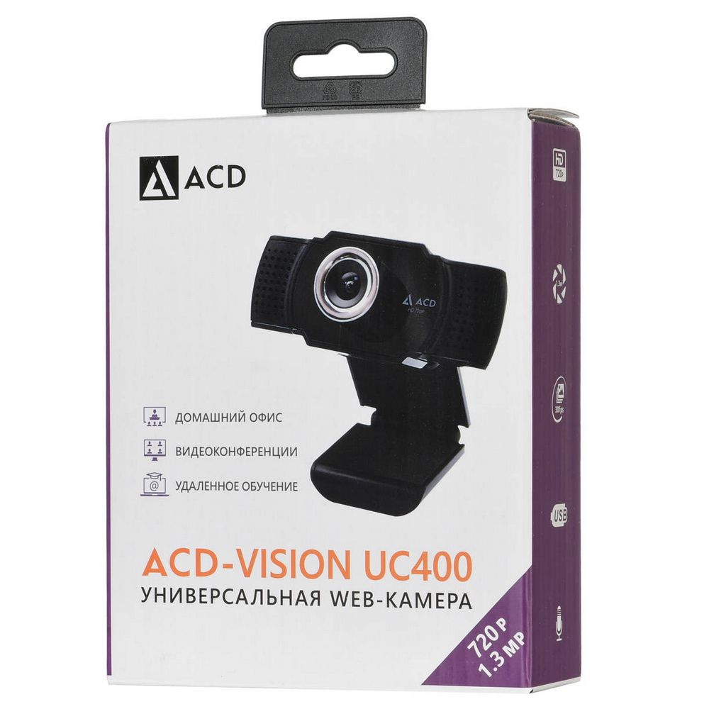 WEB Камера ACD-Vision UC400 CMOS 1.3МПикс, 1280x720p, 30к/с, микрофон встр., кабель USB 2.0 1.5м, шт