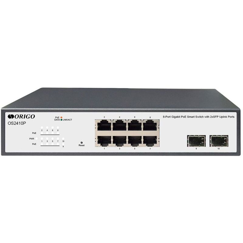 Коммутатор Origo OS2410P/120W OS2410P/120W/A1A (L2) 8x1Гбит/с 2SFP 120W настраиваемый