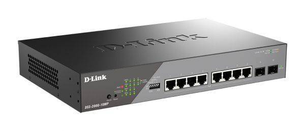 Коммутатор D-Link DSS-200G-10MP/A1A (L2) 8x1Гбит/с 2SFP 8PoE+ 130W настраиваемый
