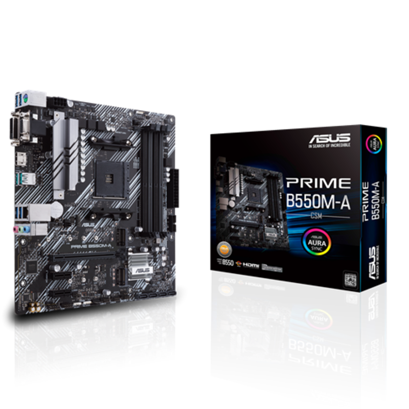 Материнская плата Asus PRIME B550M-A/CSM Soc-AM4 AMD B550 4xDDR4 mATX AC`97 8ch(7.1) GbLAN RAID+VGA+