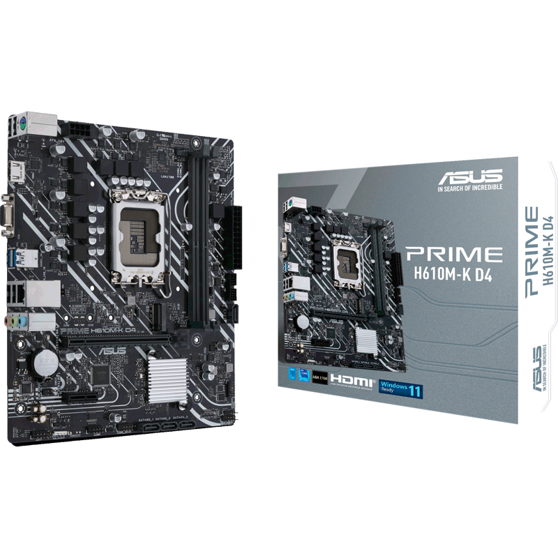 Материнская плата Asus PRIME H610M-K D4 Soc-1700 Intel H610 2xDDR4 mATX AC`97 8ch(7.1) GbLAN+VGA+HDM