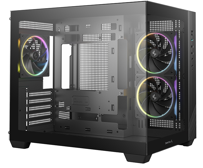 корпус Deepcool CG330 3F без БП, боковое окно (панорама), 3x120mm ARGB PWM вентилятора, черный, mATX