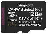 Флеш карта microSDXC 128GB Kingston SDCS3/128GBSP Canvas Select Plus V10 A1 w/o adapter