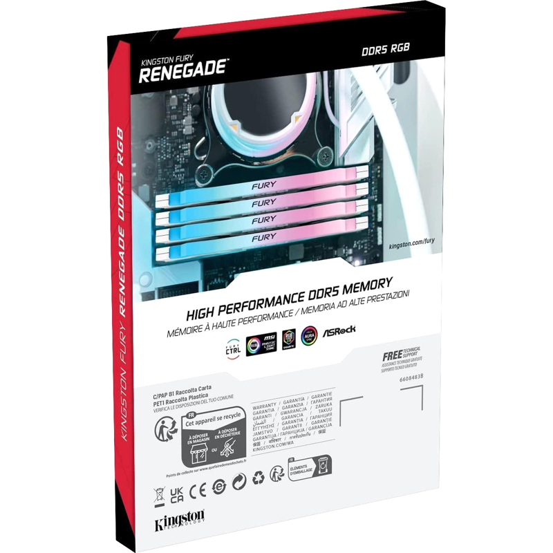 Память DDR5 16GB 7600MHz Kingston KF576C38RWA-16 Fury Renegade RGB RTL Gaming PC5-60800 CL38 DIMM 28