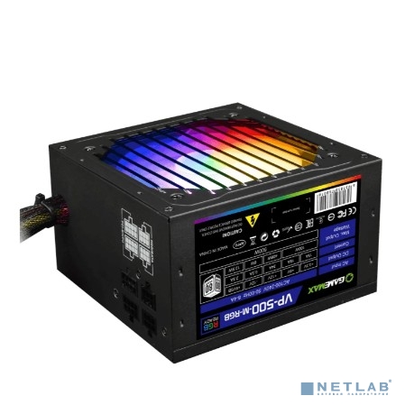 GameMax Блок питания ATX 500W VP-500-RGB-MODULAR 80+, Ultra quiet