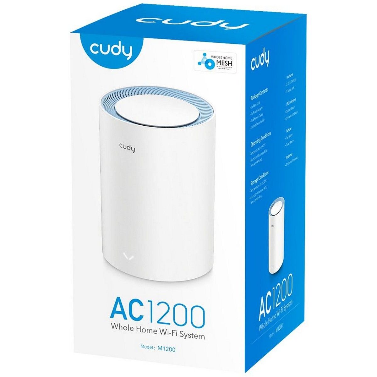 Бесшовный Mesh роутер Cudy M1200 (M1200(1-PACK)) AC1200 10/100BASE-TX белый