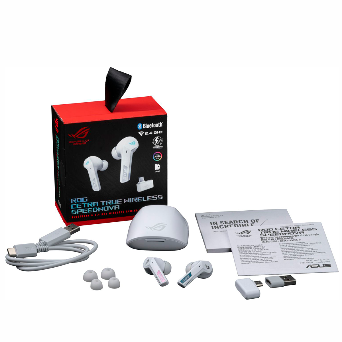 Гарнитура ASUS R55ES ROG CETRA TWS SPEEDNOVA WHT 274g 20 ~ 40000Hz ANC 2.4Ghz BT