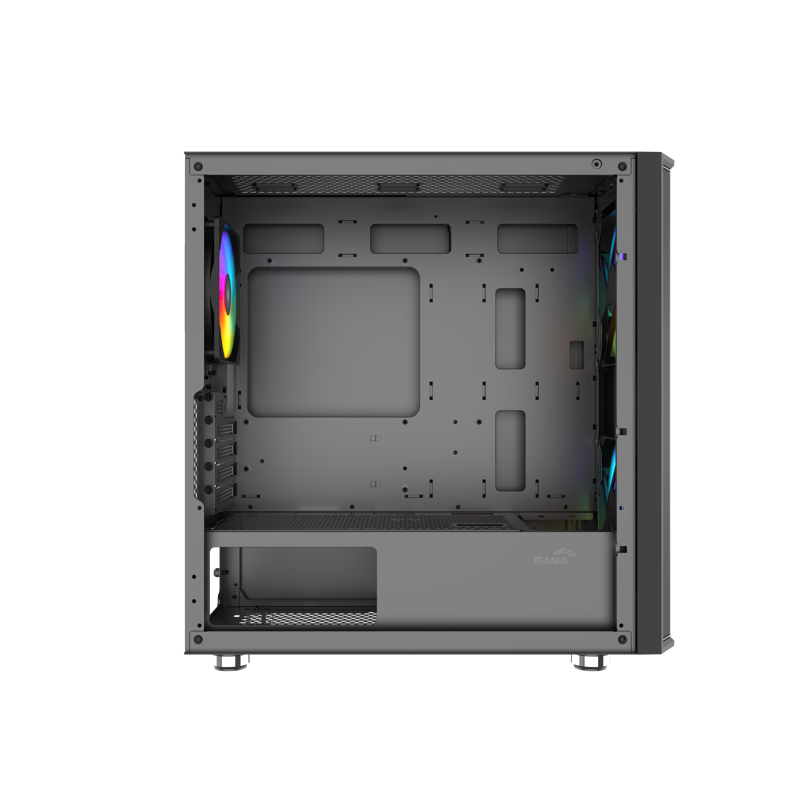 Корпус SAMA S30 Black, Midi-Tower, TG, 2x140mm + 1x120mm ARGB, 1xUSB 3.0 + 1xUSB 3.1 Type-C, mATX, m