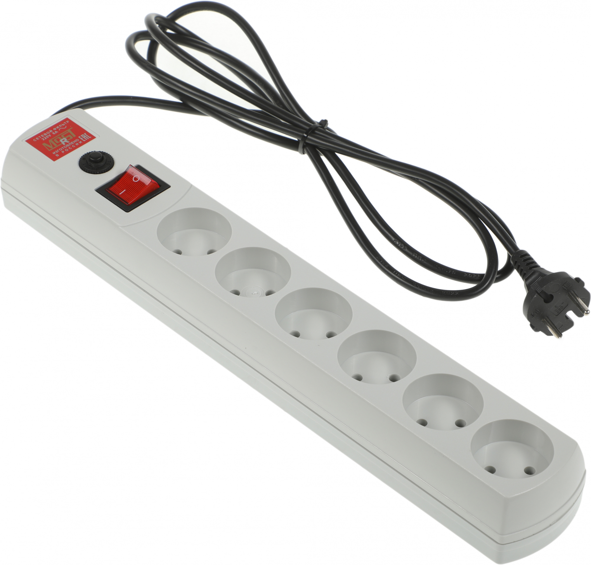 Сетевой фильтр Most R 2м (6 розеток) белый (коробка)