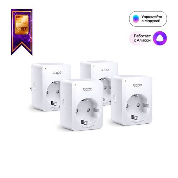 TP-Link Tapo P100(4-pack) Умная мини Wi-Fi розетка, 4 шт. 