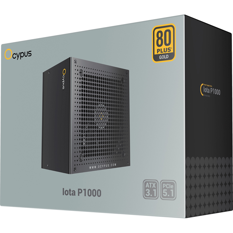 Блок питания Ocypus Iota P1000, Model P1000-GF, 1000W 80+ Gold (ATX, 3.1, Full modular, 1x24(20+4)pi