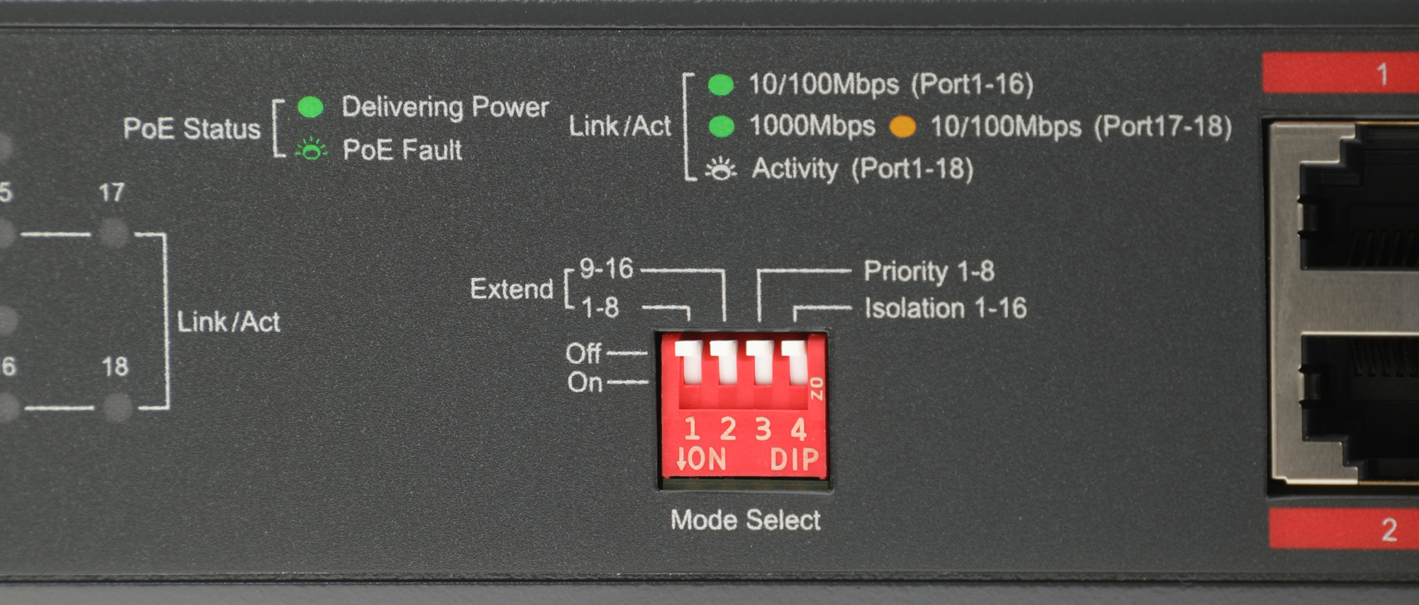 Коммутатор TP-Link TL-SL1218MP (L2) 16x100Мбит/с 2x1Гбит/с 2xКомбо(1000BASE-T/SFP) 16PoE+ 192W неупр