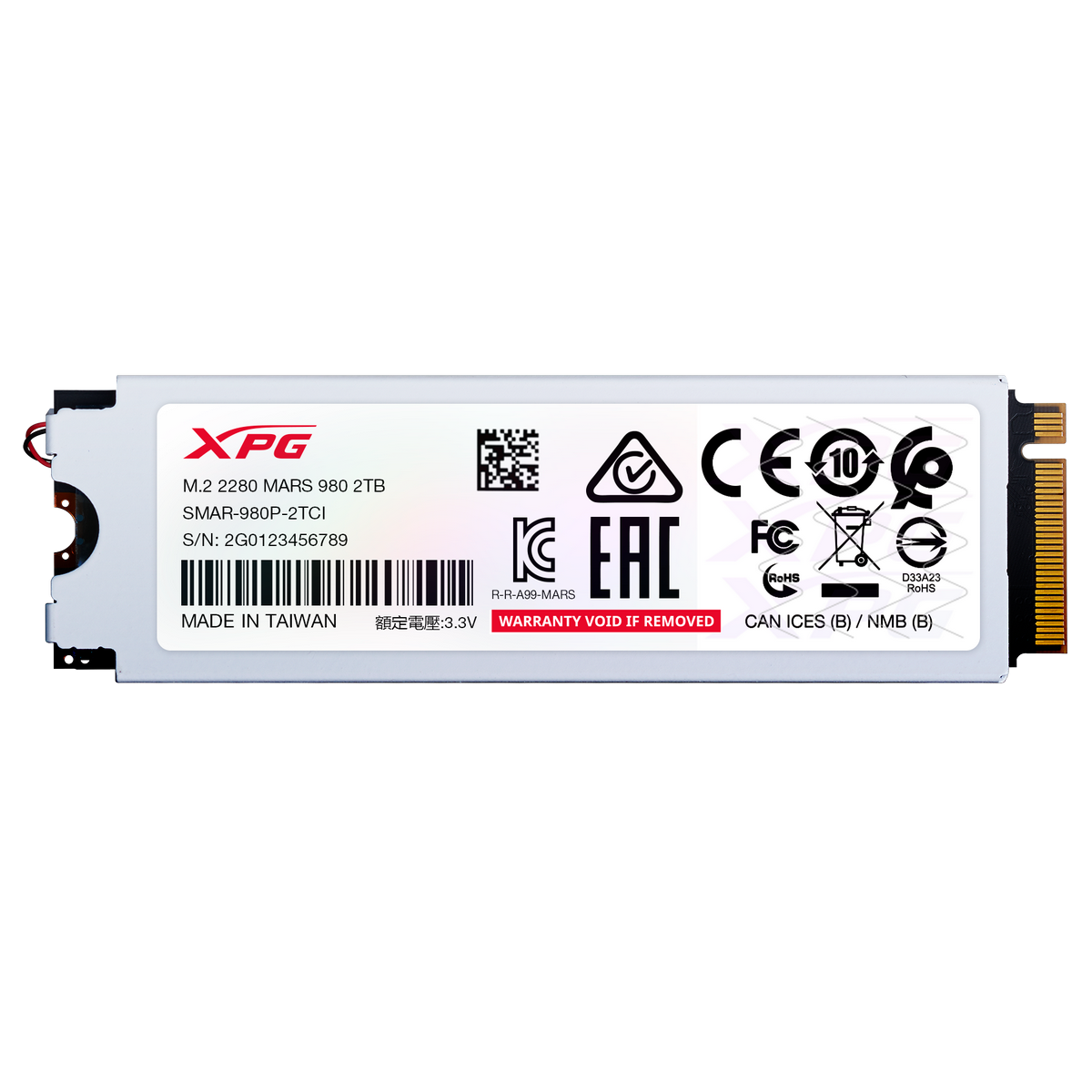 Накопитель SSD A-Data PCIe 5.0 x4 2TB SMAR-980P-2TCI Mars 980 Pro M.2 2280