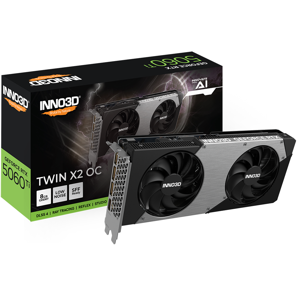 Видеокарта INNO3D RTX 5060 Ti Twin X2 OC//RTX5060Ti, HDMI, DP*3, 8G,D7