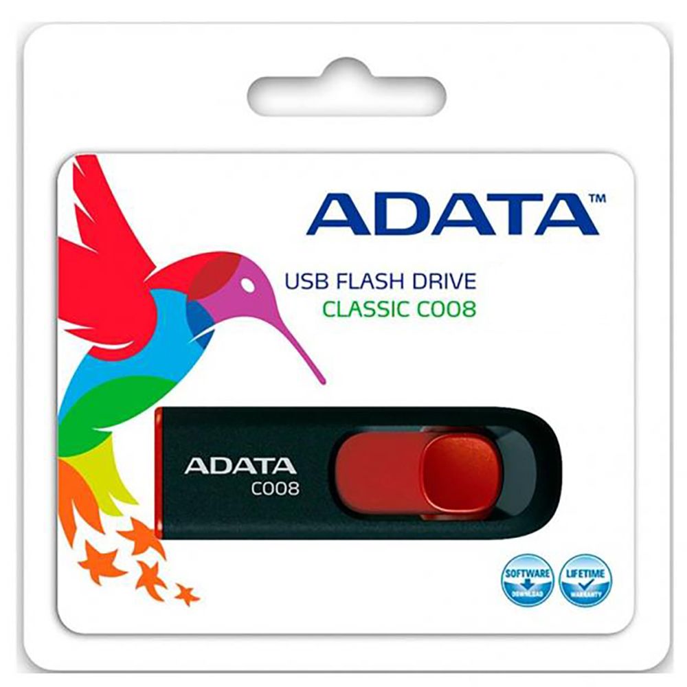 Флеш Диск A-Data 32Gb Classic C008 AC008-32G-RKD USB2.0 красный/черный