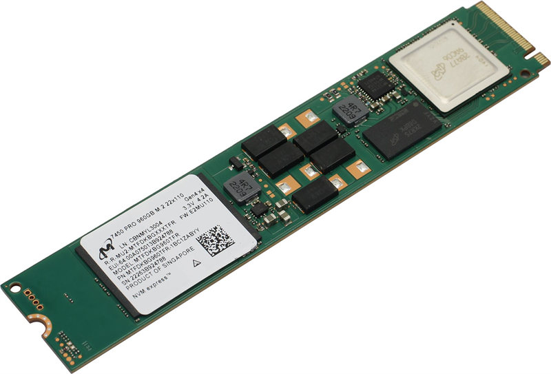 Твердотельный накопитель Micron 7450 PRO 960GB NVMe M.2 (22x110mm) PCIe 4.0 x4, R5000/W1400MB/s 3D T