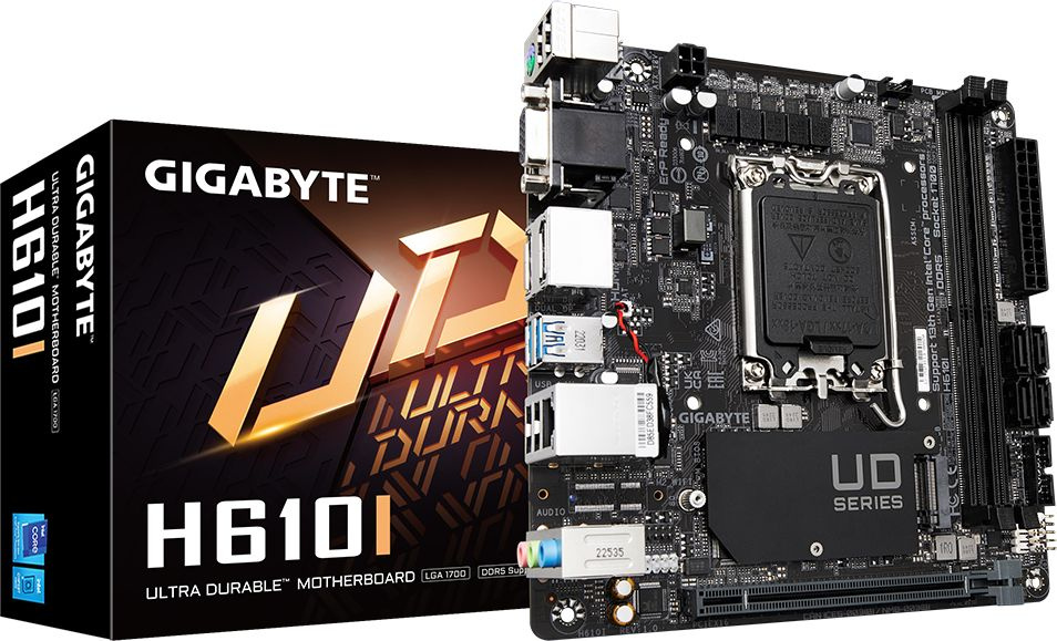 Материнская плата Gigabyte H610I Soc-1700 Intel H610 2xDDR5 mini-ITX AC`97 8ch(7.1) GbLAN+VGA+HDMI+D