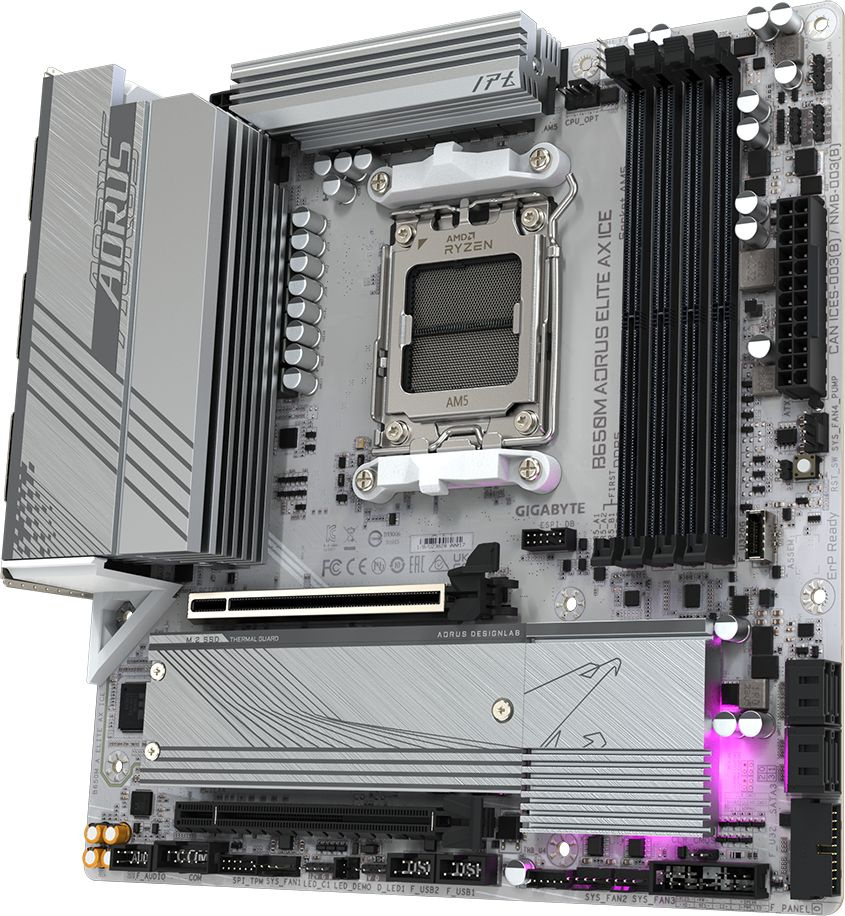 Материнская плата Gigabyte B650M A ELITE AX ICE Socket AM5 AMD B650 4xDDR5 mATX AC`97 8ch(7.1) 2.5Gg