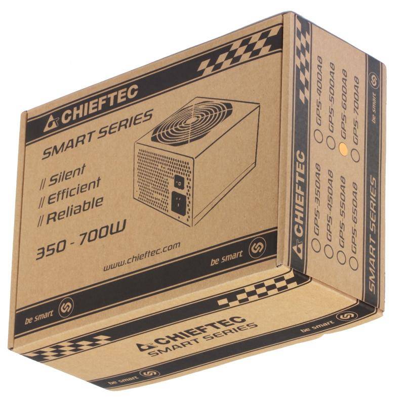 Блок питания Chieftec PSU GPS-700A8 700W Smart ser ATX2.3 230V Brown Box 12cm 80%+ Fan Active PFC 20