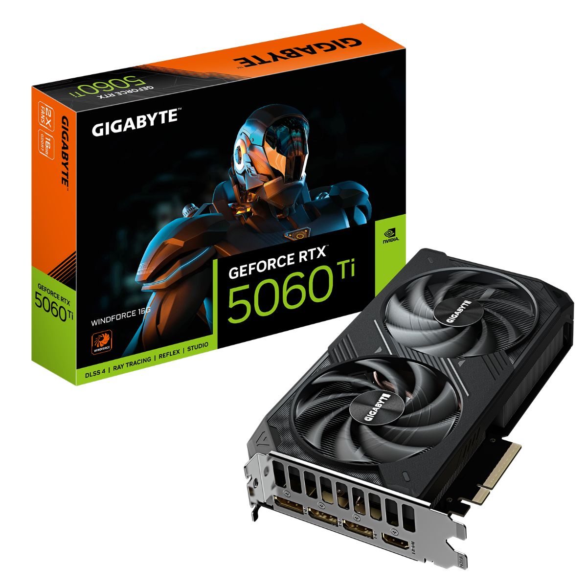 Видеокарта Gigabyte PCI-E 5.0 GV-N506TWF2-16GD 1.0 NVIDIA GeForce RTX 5060TI 16Gb 128bit GDDR7 2572/