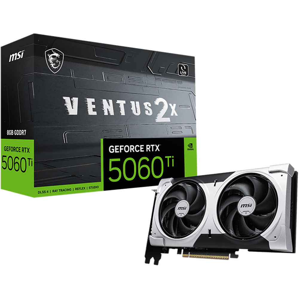 Видеокарта MSI PCI-E 5.0 RTX 5060 TI 8G VENTUS 2X PLUS NVIDIA GeForce RTX 5060TI 8Gb 128bit GDDR7 25
