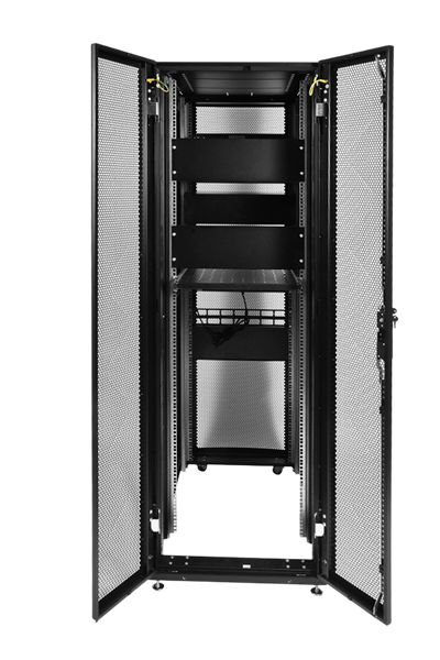 Шкаф ЦМО Шкаф серверный ПРОФ напольный 42U (600x1000) дверь перфор., задние двойные перфор., черный,