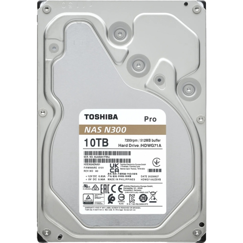 Жесткий диск Toshiba N300 NAS PRO  SATA3 3.5" 10TB 7200 512Mb 6Gb/s 1 year warranty (replacement WD1
