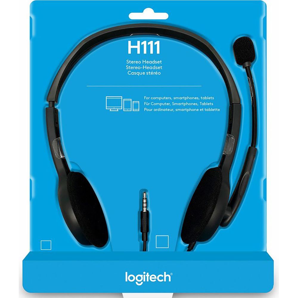 Наушники с микрофоном Logitech H111 серый 2.35м накладные оголовье (981-000593)