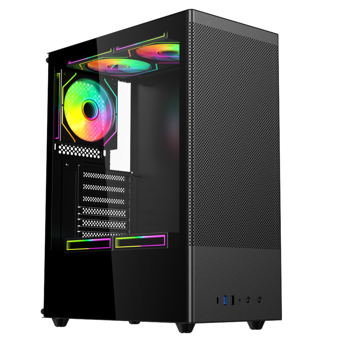 Корпус для ПК ACD Citadel 108B ATX, Type-C + 2XUSB ports + HD audio combo, Mesh, TG, Black.