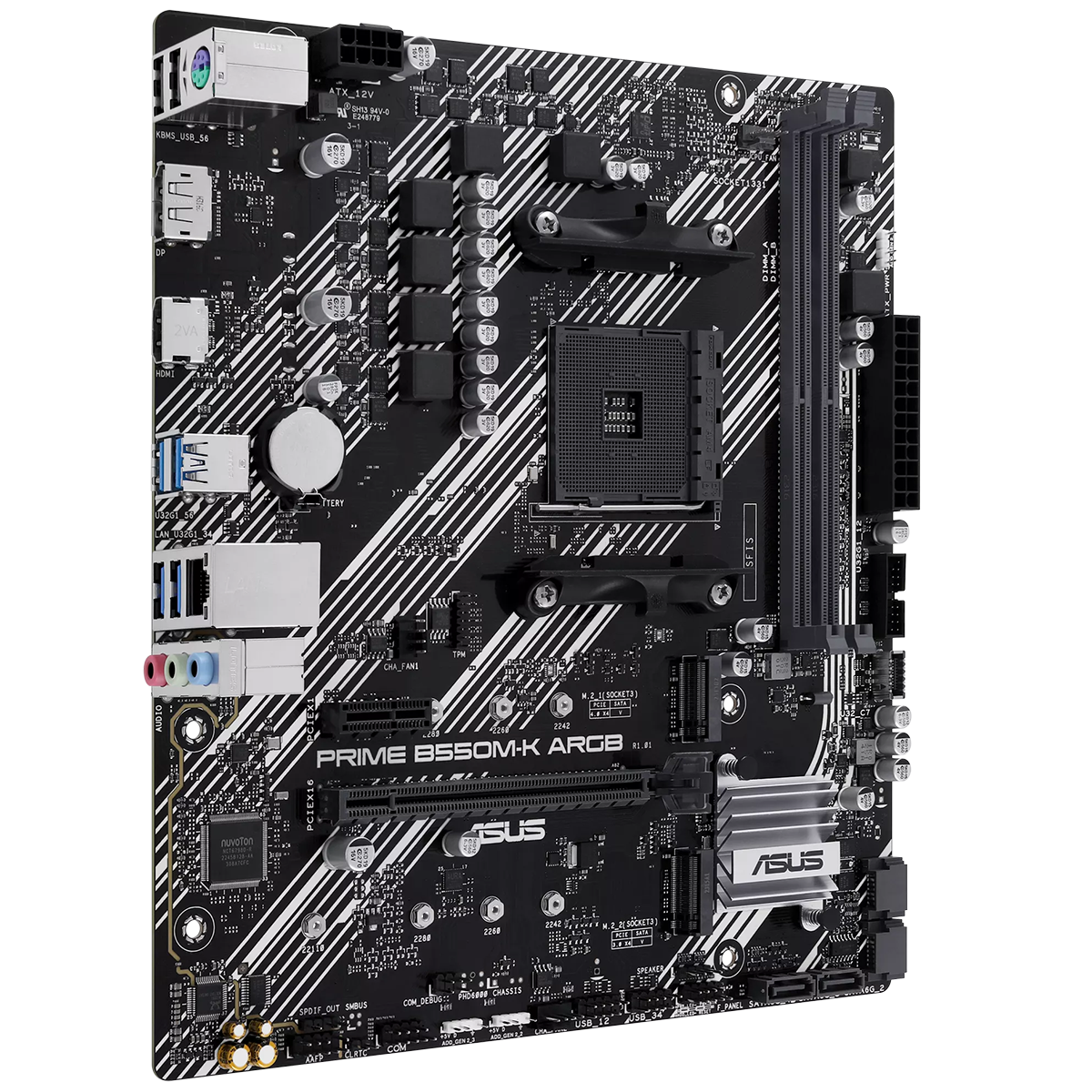 Материнская плата ASUS PRIME B550M-K ARGB AM4 mATX 2xDDR4 PCIEx16 PICEx1 2xM.2 DP HDMI GLAN