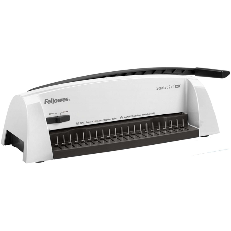Fellowes® Переплетчик STARLET 2+ на пластиковую пружину, сшивает до 120 лст., перфорирует 12 лст.