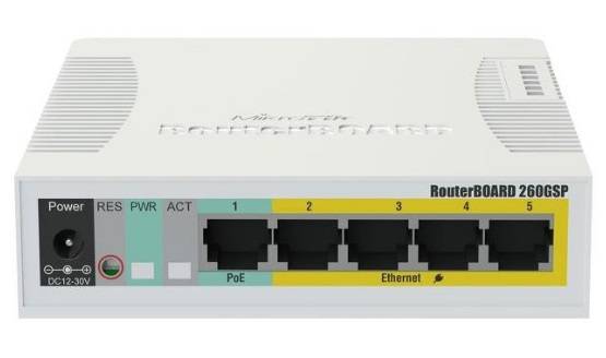 Коммутатор MikroTik RB260GSP CSS106-1G-4P-1S (L2) 5x1Гбит/с 1SFP 4PoE управляемый