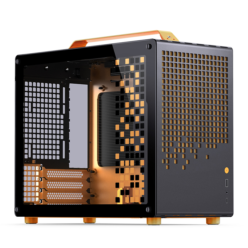 Корпус JONSBO Z20, Mini-Tower, TG, no fan, 1xUSB-A 3.2 + 1xUSB-C 3.2, mATX, mITX Orange/Black