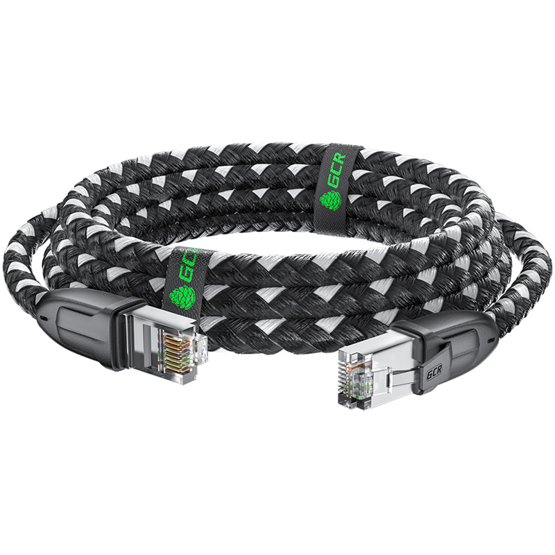 Greenconnect RJ45(m) - RJ45(m) Cat. 6 UTP нейлон 5.0м чёрно-белый